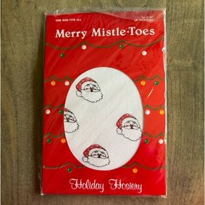 NWT Merry Mistle-Toes Holiday Hosiery with Santa Clause